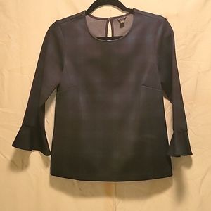Ann Taylor dark tartan navy/green top